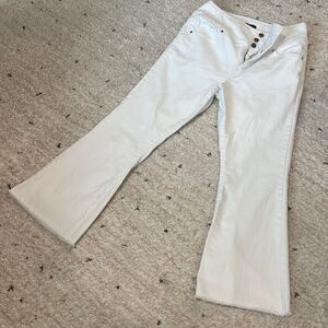 White Fringe Bottom Jeans